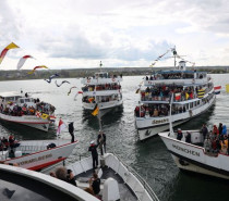 50. Internationale Flottensternfahrt: Schiffe der Weißen Flotte vom Bodensee bildeten einen Stern